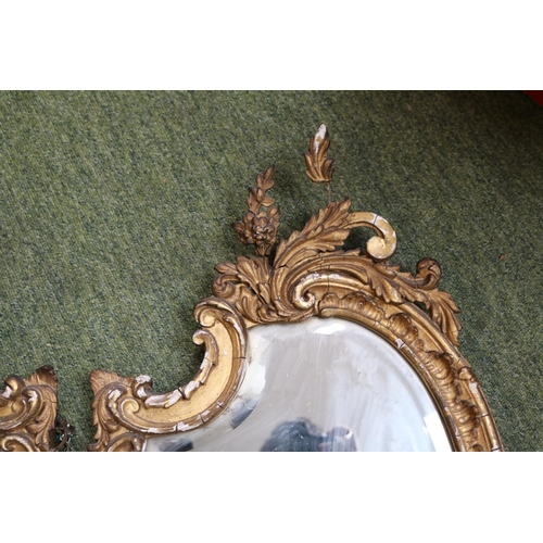 183 - Pair of Gilt Gesso George III Wall mirrors with candle holders, shaped bevelled mirror and foliate g... 