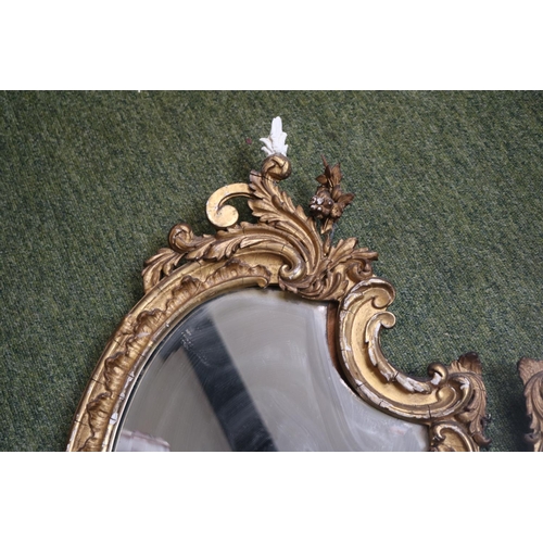 183 - Pair of Gilt Gesso George III Wall mirrors with candle holders, shaped bevelled mirror and foliate g... 