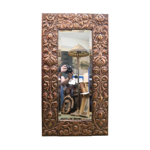 184 - Arts & Crafts (Newlyn School) Rectangular Copper framed mirror attributed to John Pearson. with repo... 