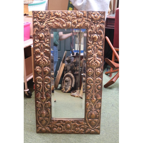 184 - Arts & Crafts (Newlyn School) Rectangular Copper framed mirror attributed to John Pearson. with repo... 