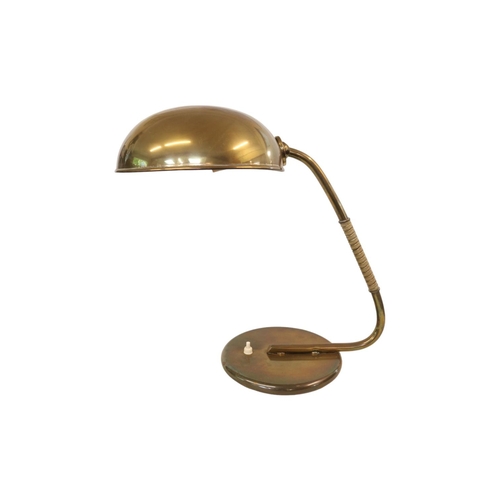 185 - Danish influenced brass 1940s modernist Bauhaus influenced table lamp with braided hand grip, possib... 