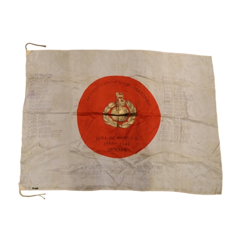 207 - WWII Japanese Flag captured by 44 Royal Marine Commandoes Cannock Royal Marine Roll of Honour 1943-4... 