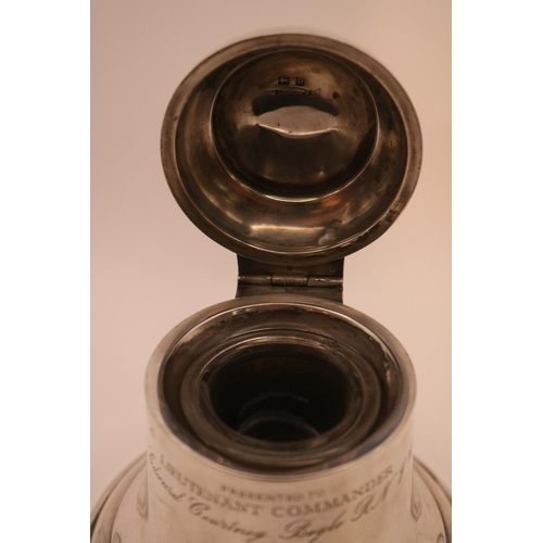 208 - WWI Silver Naval Bell Inkwell Victoria Cross recipitate Lieutenant Commander Edward Courtney Boyle R... 