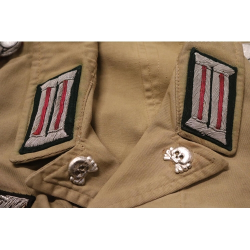 211 - WWII German Third Reich Panza officers African corps tunic with cap dated 1941