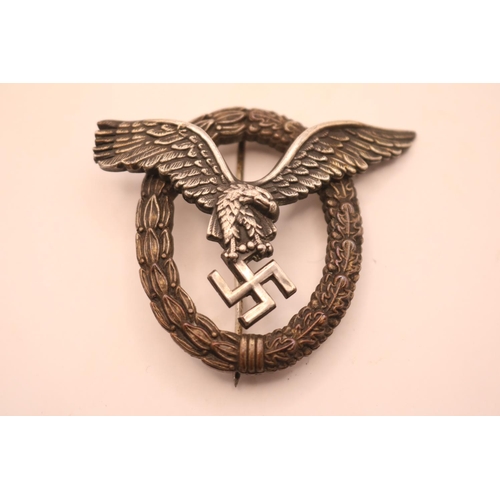 219 - Luftwaffe Pilots Badge by C E Juncker in Original Box of Issue. Good quality two piece example of th... 