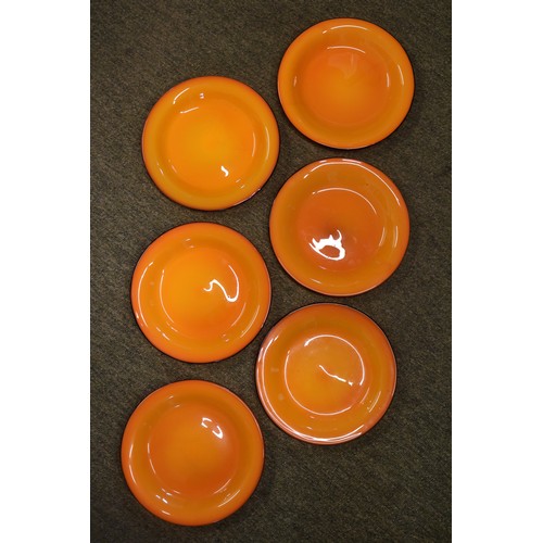 61 - Loetz Glass Orange & Black Tango plates by Michael Powolny. The set of six look stunning in vibrant ... 