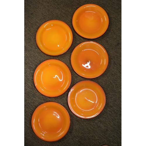 61 - Loetz Glass Orange & Black Tango plates by Michael Powolny. The set of six look stunning in vibrant ... 