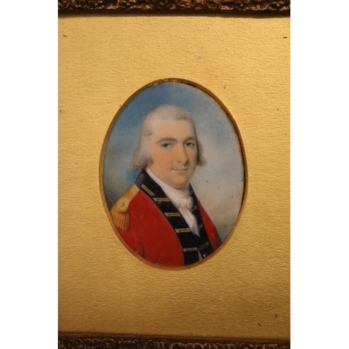 230 - Collection of 2 18thC Miniature Portraits of a Gentleman in Grenadier uniform and a watercolour of a... 