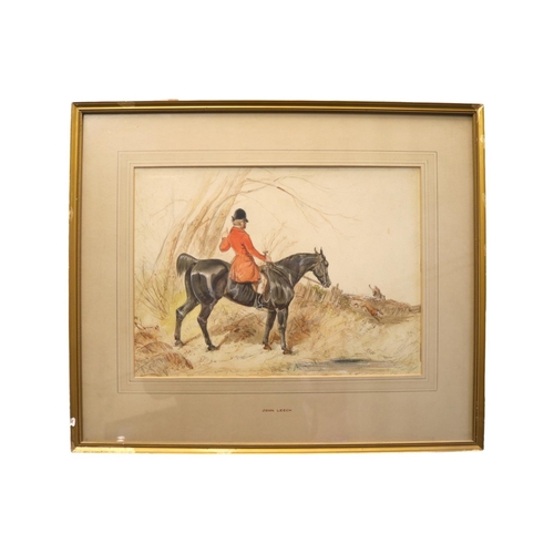 233 - John Leech (British 1817 - 1864). Framed watercolour of Fox Huntingattribution to mount. 34 x 25cm