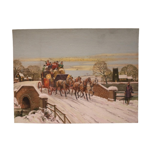 237 - Joseph Appleyard(British Leeds artist, 1908-1960). Framed watercolour of a stagecoach scene. 40 x 30... 