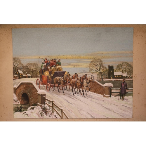 237 - Joseph Appleyard(British Leeds artist, 1908-1960). Framed watercolour of a stagecoach scene. 40 x 30... 