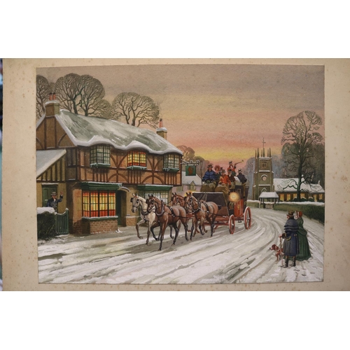 239 - Joseph Appleyard(British Leeds artist, 1908-1960). Framed watercolour of a stagecoach scene. 40 x 30... 