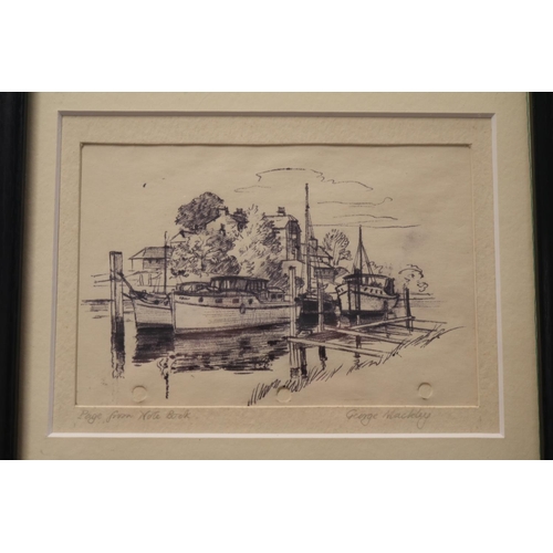 245 - George Mackley (English, 1900-1983). Original signed preliminary pen sketch of traditional clinker-b... 