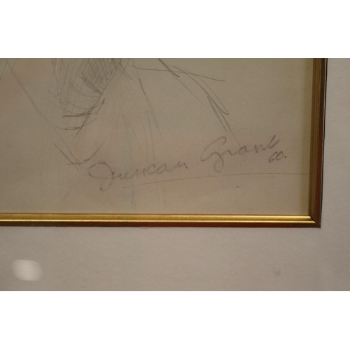 272 - Duncan Grant (Scottish, 1885-1978). Pencil sketch portrait of an unknown lady sitter signed and date... 