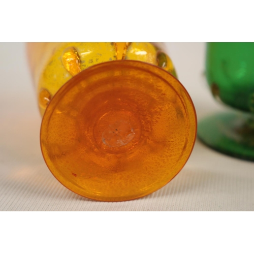 54 - Antonio Salviati set of four green and orange Venetian revival Aventurine drinking glasses, circa 19... 