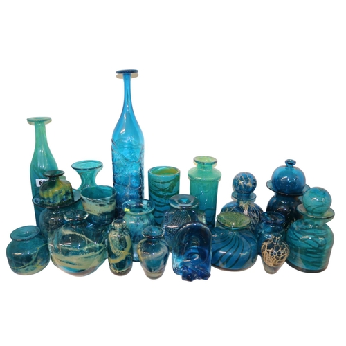 60 - Mdina Glass of Malta. Collection of 1970s and later Mdina glass to include Strapped vase, Ming, Tige... 