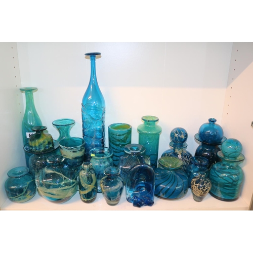 60 - Mdina Glass of Malta. Collection of 1970s and later Mdina glass to include Strapped vase, Ming, Tige... 