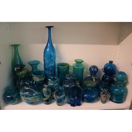 60 - Mdina Glass of Malta. Collection of 1970s and later Mdina glass to include Strapped vase, Ming, Tige... 