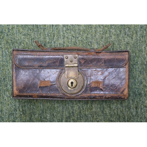 123 - Leather WW1 Dispatch riders case with brass fittings