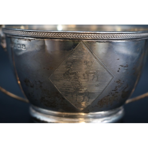 284 - Interesting Two Handled Silver Cup engraved with Jesus College Oxford crest Birmingham 1931. 170g to... 