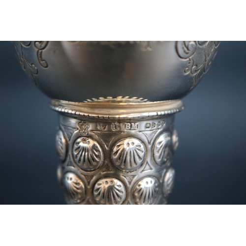 286 - German Hanau Silver Goblet with chaised foliate decoration by Berthold Muller & Son of Chester 1900.... 