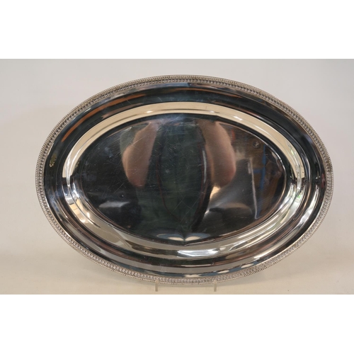 293 - Large Sterling Silver Peruvian Oval Platter marked Camusso Made in Peru. 870g total weight. 49cm in ... 