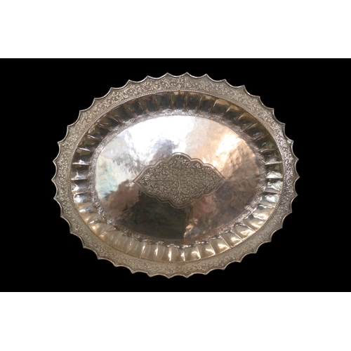 294 - Asian Silver Oval platter decorated with chaised and embossed floral decoration. 760g total weight. ... 