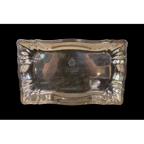 297 - Large Post WW1 Silver Presentation dish engraved 'From the Officers of the 52nd Devons Army of the R... 