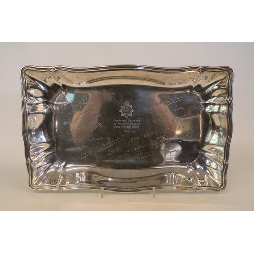 297 - Large Post WW1 Silver Presentation dish engraved 'From the Officers of the 52nd Devons Army of the R... 