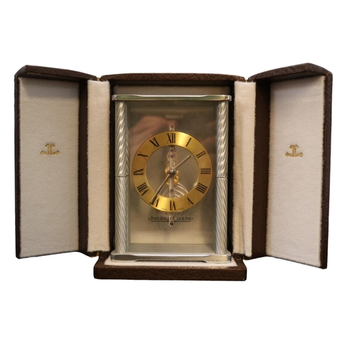 301 - Jaeger LeCoultre  skeleton carriage clock in original travel case, circa 1988, with Swiss movement (... 