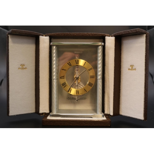 301 - Jaeger LeCoultre  skeleton carriage clock in original travel case, circa 1988, with Swiss movement (... 