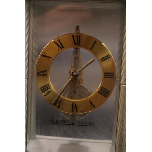 301 - Jaeger LeCoultre  skeleton carriage clock in original travel case, circa 1988, with Swiss movement (... 