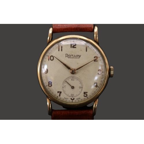 302 - Rotary vintage 1960's 9ct gold gentlemen's watch with 15 jewel manual wind Swiss movement. 30mm case... 