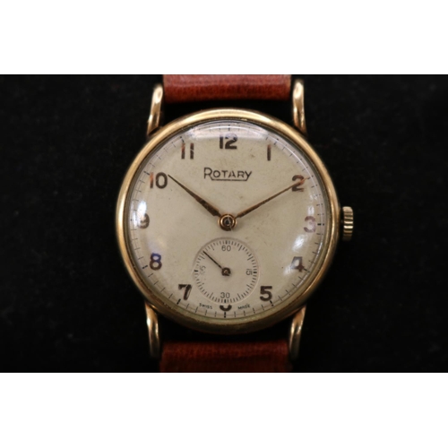 302 - Rotary vintage 1960's 9ct gold gentlemen's watch with 15 jewel manual wind Swiss movement. 30mm case... 