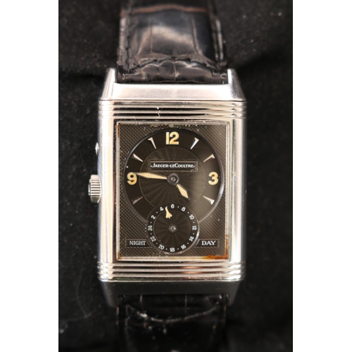 313 - Jaeger LeCoultre Reverso, Day & Night manual wind Swiss movement with box & papers. Reference no 176... 