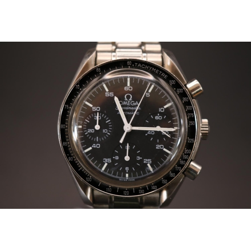 316 - Omega Speedmaster Reduced, 14 jewel automatic Swiss movement. Caliber 3220A. 38mm case size