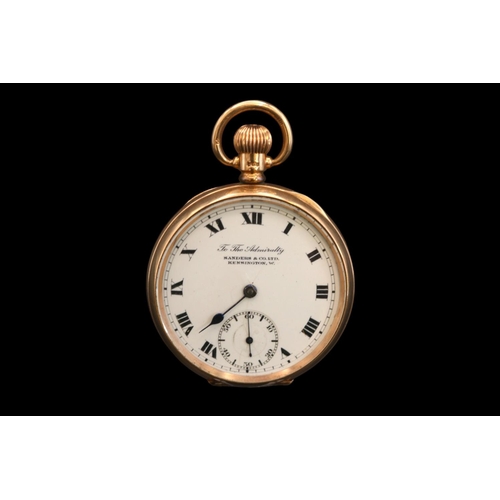 335 - To The Admiralty by Sanders & Co Ltd Kensington, W. 9ct Gold Pocket watch with roman numeral Dial 47... 