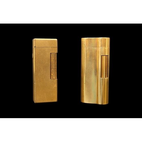 348 - Dunhill: Gold Plated Dunhill S Type lighter 20 Microns C56589 & Another Gold Plated Dunhill Rolagas ... 