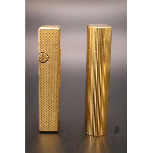 348 - Dunhill: Gold Plated Dunhill S Type lighter 20 Microns C56589 & Another Gold Plated Dunhill Rolagas ... 