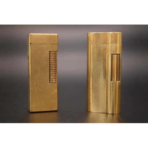 348 - Dunhill: Gold Plated Dunhill S Type lighter 20 Microns C56589 & Another Gold Plated Dunhill Rolagas ... 