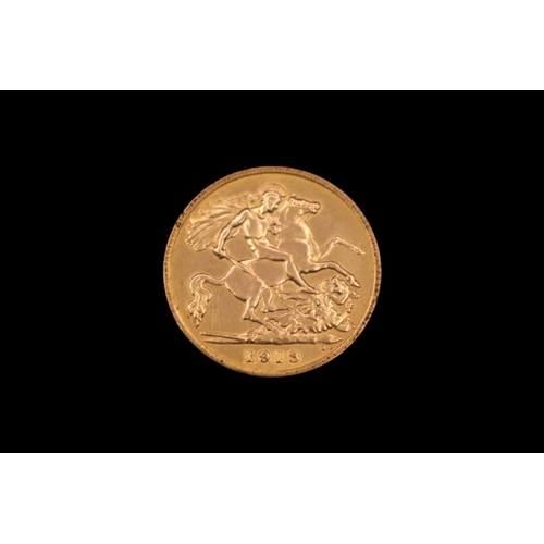 357 - George V 1913 Gold Half Sovereign. Benedetto Pistrucci engravers mark. 3.98g total weight