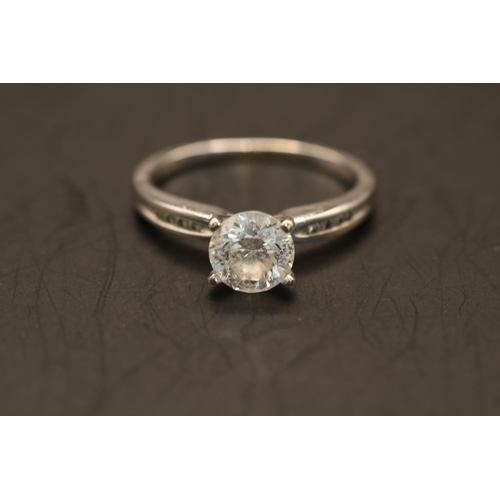 363 - Ladies 14KT White Gold Diamond Solitaire ring. 1.31ct (6.86mm) G I1 mounted on 14KT white gold shank... 