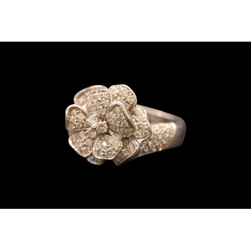 364 - Designer Leo Pizzo Floral design 18ct White Gold Diamond Cluster ring. Modelled as a flower head pro... 