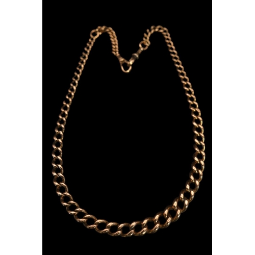 382 - Late 19thC Rose Gold Graduated watch chain necklace with lobster clasp fittings 44cm in Length. 45g ... 