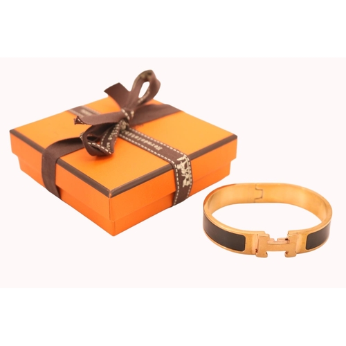 384 - Hermes Paris, Clic H bracelet with original ribbon & iconic orange coloured box and papers