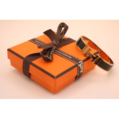 384 - Hermes Paris, Clic H bracelet with original ribbon & iconic orange coloured box and papers