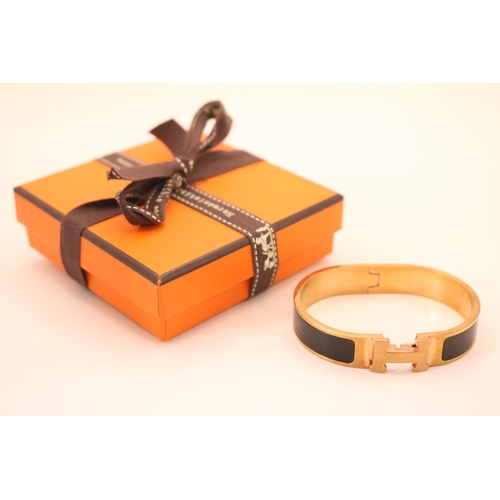 384 - Hermes Paris, Clic H bracelet with original ribbon & iconic orange coloured box and papers