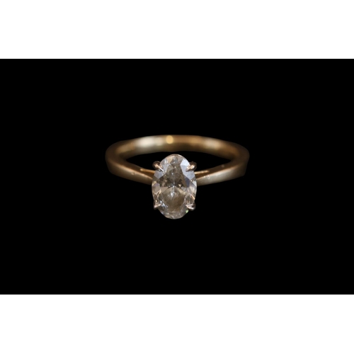 394 - 18ct Gold Ladies Oval Facetted Diamond ring 1.00ct claw set size K. 2.8g total weight