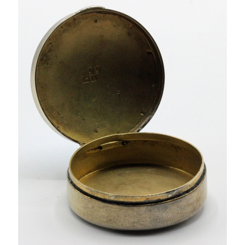 299 - Enamel & silver hinged pill pot by A Blanckensee & Son Ltd, Birmingham c1909