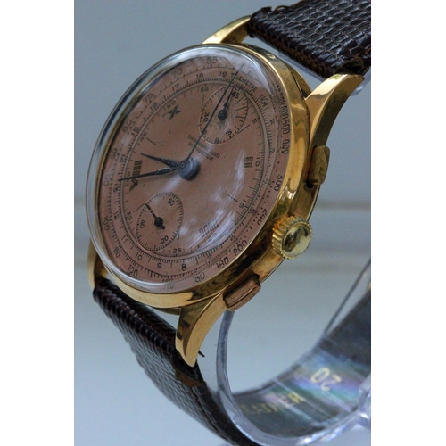 340 - Chronograph Suisse 18ct Gold Chronograph Wristwatch. Chronograph Suisse 18ct gold chronograph manual... 